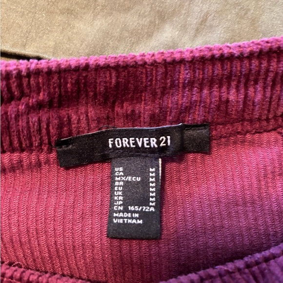Forever 21 Women's Mini Skirt Burgundy Corduroy Size Medium - Picture 3 of 3